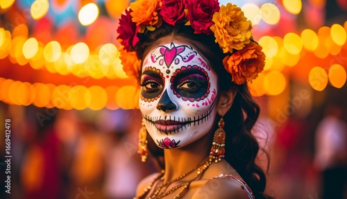 Woman in Day of the Dead makeup
