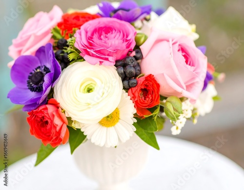 Vibrant flower arrangement in a vase