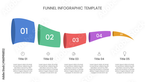 Modern funnel infographic template with 5 options