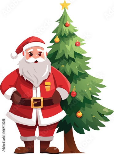 santa claus with christmas tree