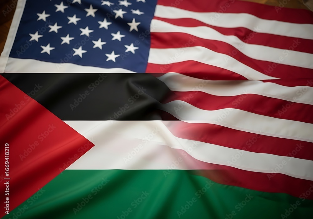 Obraz premium American and palestinian flags superimposed