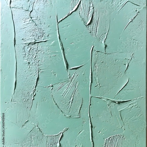 Abstract Green Textured Paint Canvas Art Impasto Style