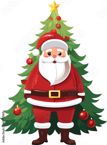 santa claus and christmas tree