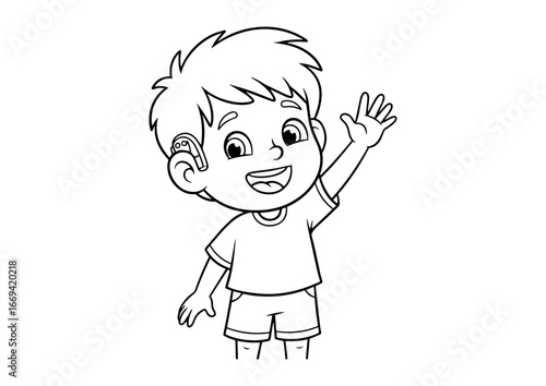 Child with Hearing Aid Coloring Page