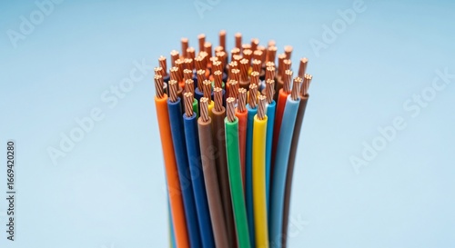 Colorful copper wires for electrical wiring projects and connections
