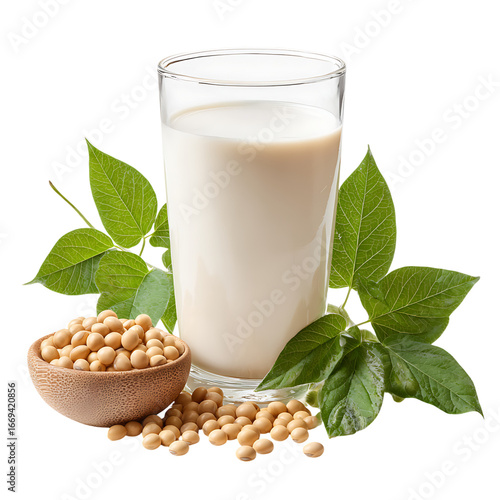 Plant-based protein soy milk and soy beans png