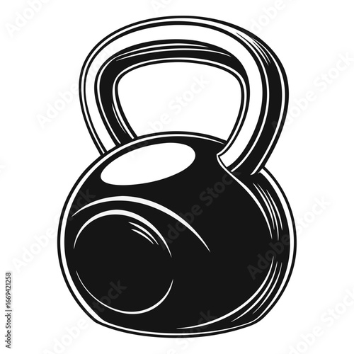 Kettlebell Silhouette: A striking monochrome rendering of a kettlebell, symbolizing strength, fitness, and disciplined exercise. 