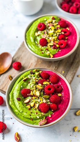 Two vibrant smoothie bowls