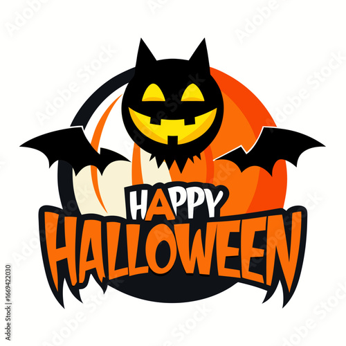 halloween pumpkin with bats
