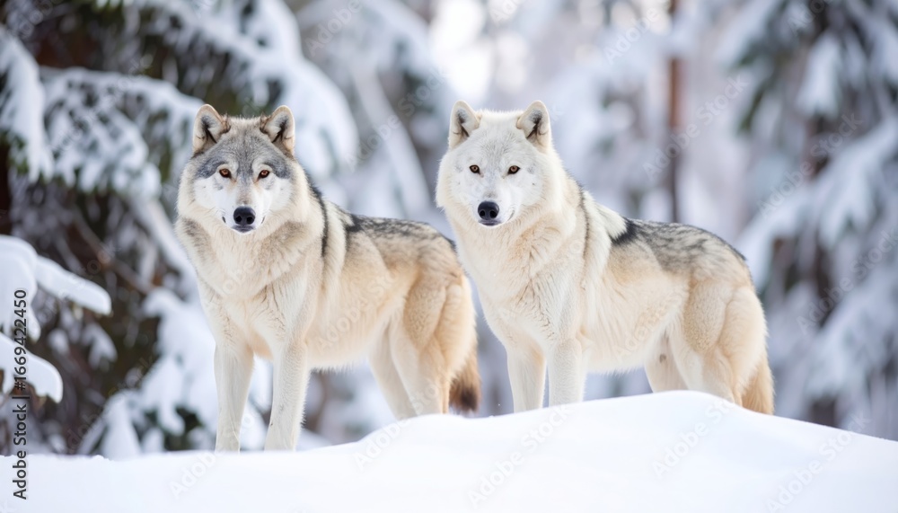 Fototapeta premium A majestic gray wolf-like Siberian husky dog with thick fur in the snow