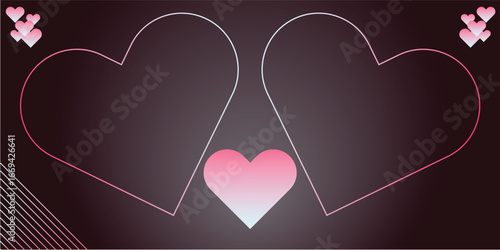 Romantic Intertwined Hearts Vector Illustration on Dark Background with Gradient Pink Glow. Perfect for Valentine's Day, Love, Wedding, Anniversary Designs and Digital Art