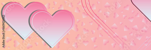 Romantic Pink Hearts Background Vector Illustration: Gradient Shaded Love Symbols on Soft Peach Texture, Ideal for Valentine's Day, Weddings, and Sweet Designs