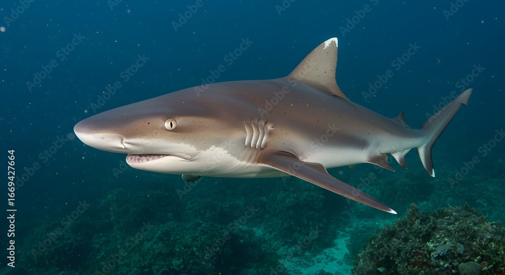 Fototapeta premium Shark in ocean reef environment