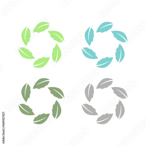 NATURAL PRODUCT LEAVES IN CIRCLE SIGN SYMBOL LOGO
