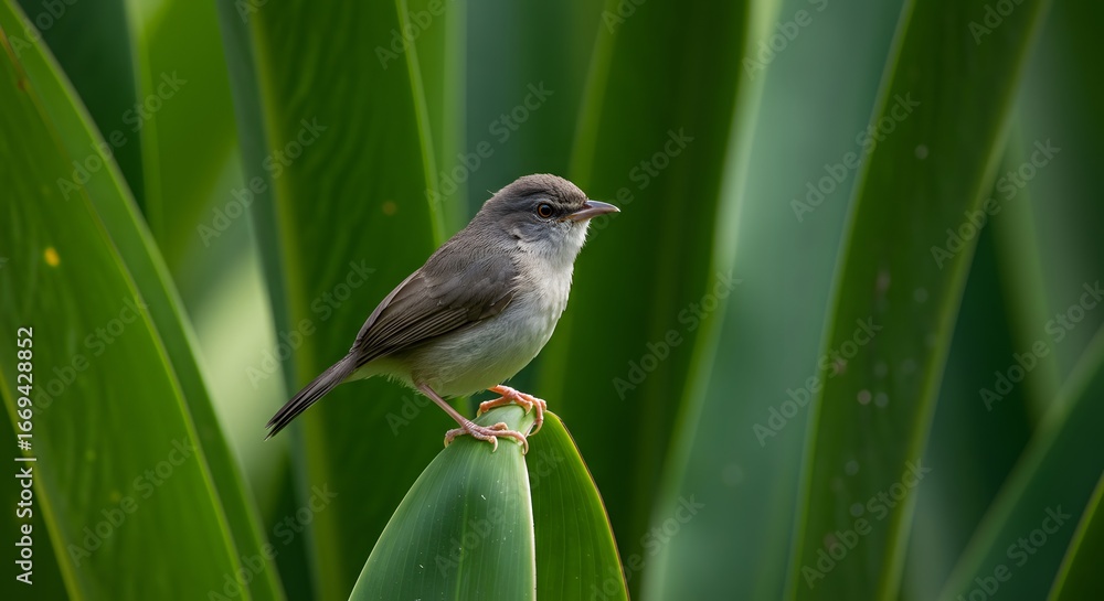 Obraz premium Small bird perched on leaf