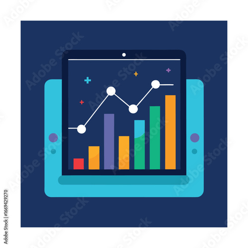 Tablet displaying financial charts and graphs technology