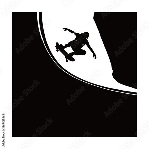 A skateboarder executes an impressive aerial maneuver in a half-pipe skatepark. Bright, sunny weather sets the backdrop for this thrilling action.
