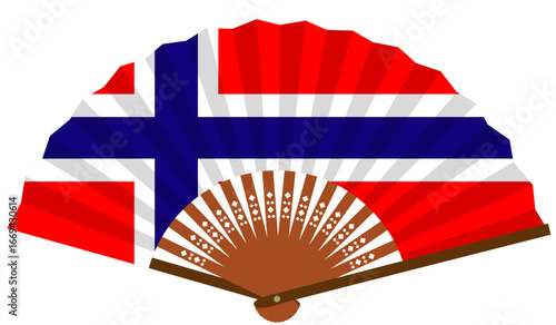 ノルウェーの国旗柄の扇子