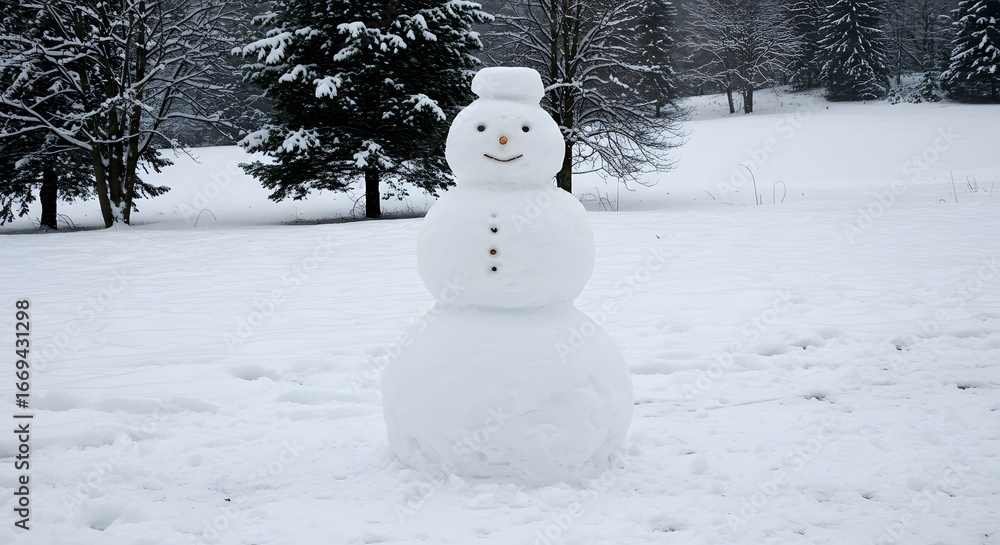 Fototapeta premium Snowman winter daytime