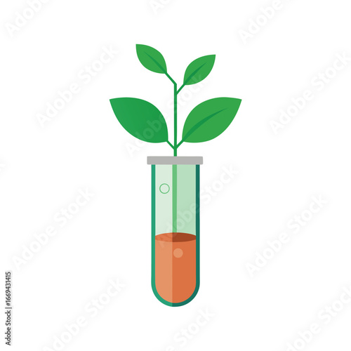 Wallpaper Mural Green sprout growing from test tube with orange liquid Torontodigital.ca