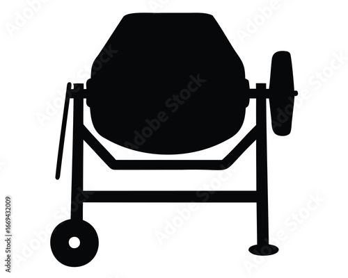 A silhouette of a concrete mixer, a construction machine for cement work
