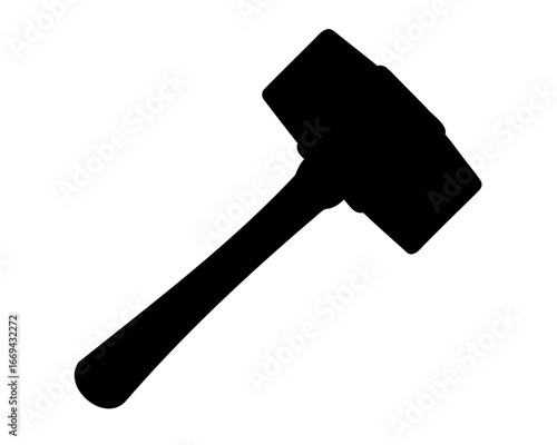 Black silhouette of a mallet tool against a white background image