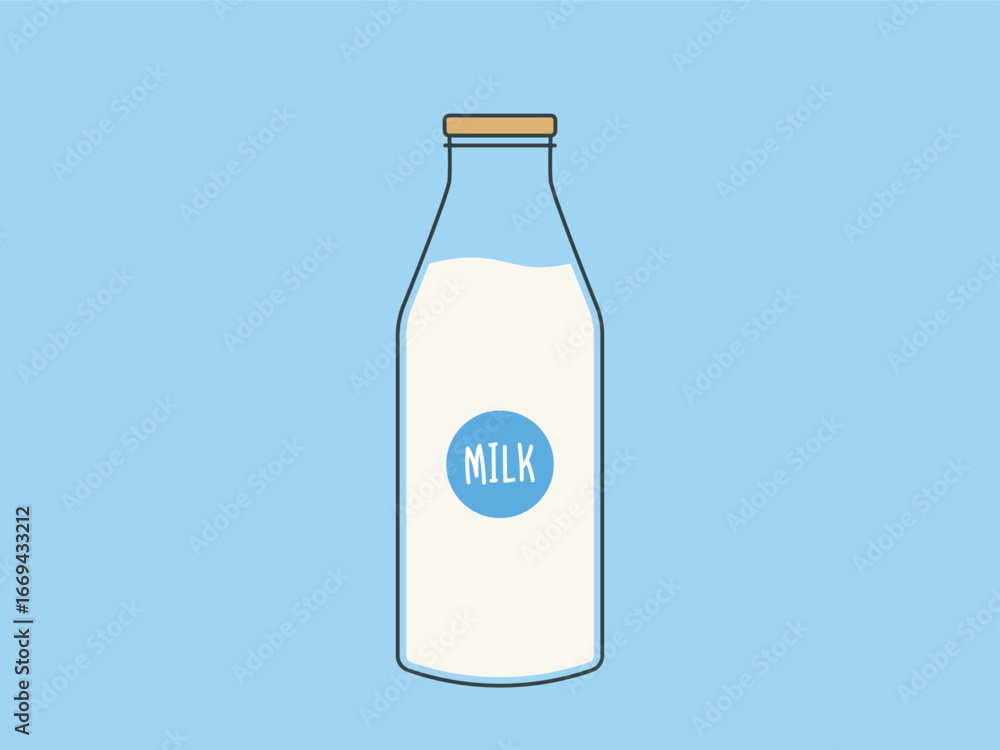 Glass bottle with milk, dairy products, healthy lifestyle and cooking Glass bottle with milk, dairy products, healthy lifestyle and cooking