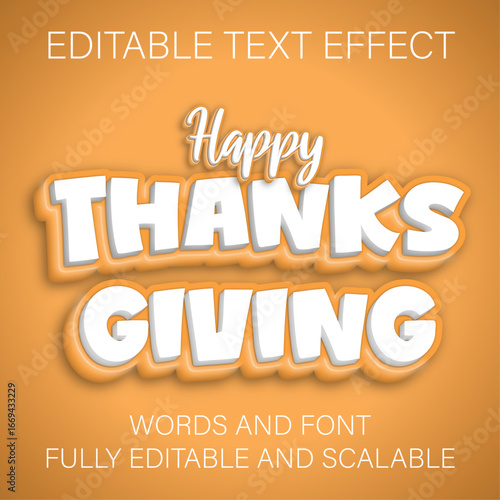 Happy Thanksgiving Text Effect for Promotional Banner or Poster