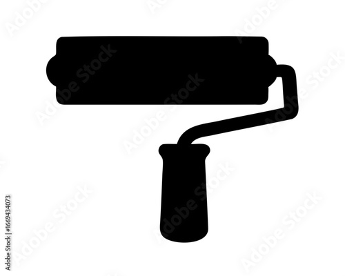 Simple Black Silhouette of a Paint Roller for Home Improvement Projects