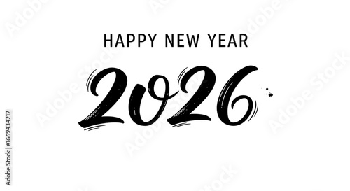 Celebrate the New Year 2026 with this stylish hand-lettered design, perfect for greeting cards, invitations, or festive marketing materials