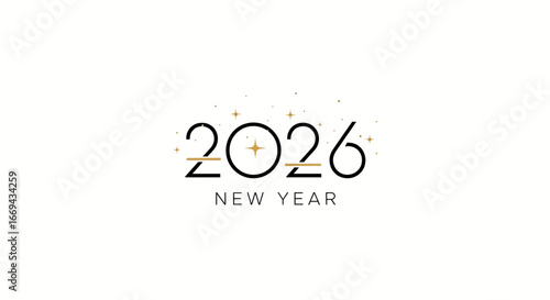 Elegant 2026 New Year design with sparkling stars and gold accents, perfect for celebratory events and marketing materials