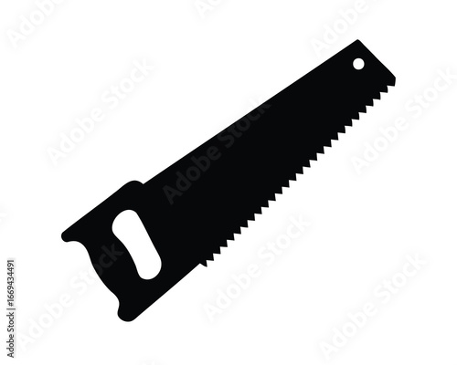 A stark silhouette of a handsaw presents a clear visual tool image