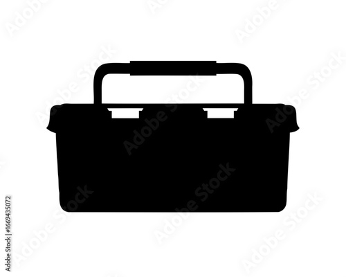 Silhouette of a Plastic Toolbox Organizer Container with Handle, Minimalist Style