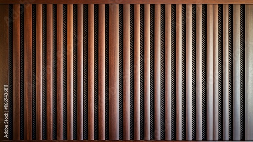 Vertical slats of deep walnut wood make a shiny look 