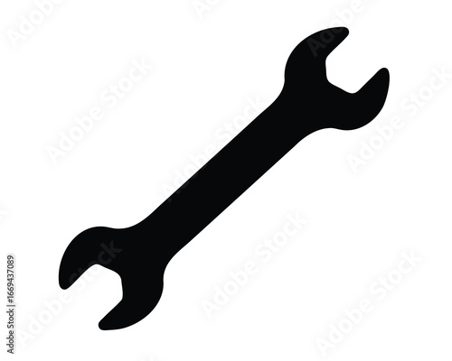 Silhouette of a wrench, a tool for tightening nuts and bolts