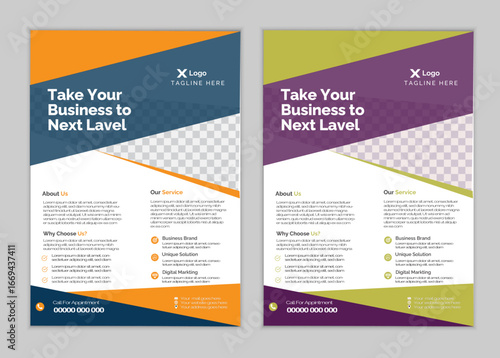 a bundle of 2 templates Business flyer design, in blue color, and modern design,marketing,businessproposal, promotion, advertise, publication and editable vector template design.