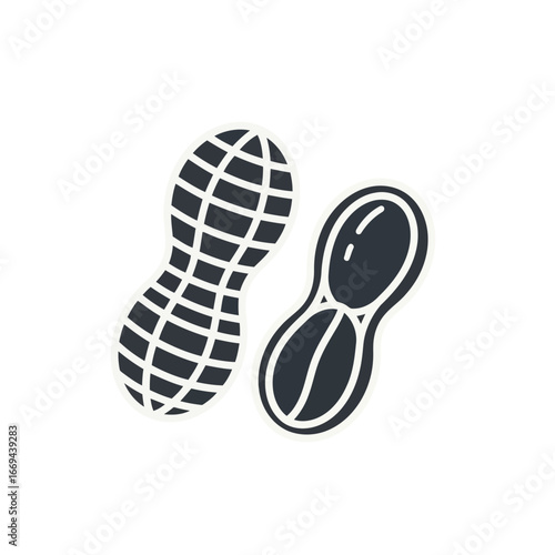 Vector art of two peanuts in their shells, a healthy and nutritious snack