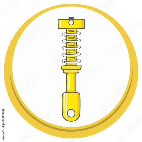 Yellow Spring with Mounting Eyelet Isolated in Circle. Cartoon Illustration