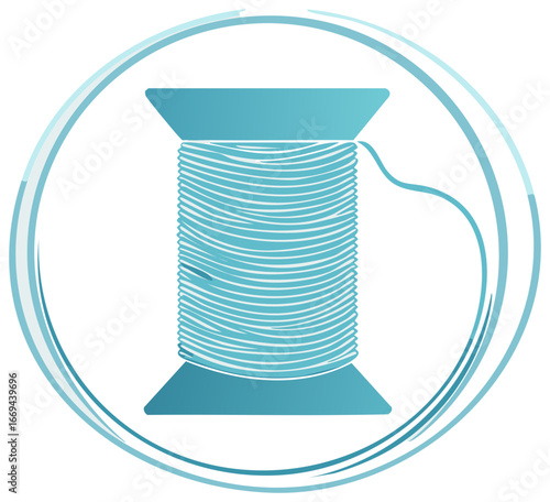 Thread Spool Symbol In Circle Design Aquamarine Colors Craft Hobby Equipment Element Crafting