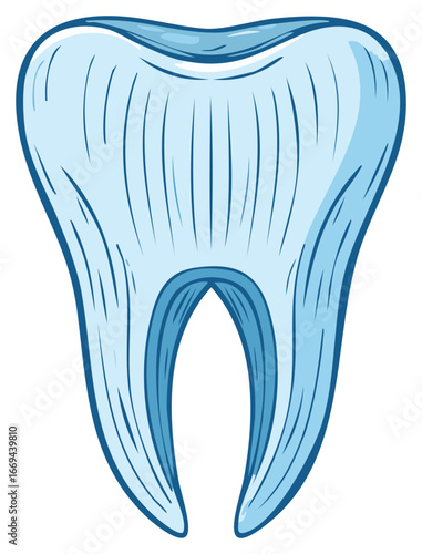 Stylized Blue Tooth Illustration for Dental Health and Oral Hygiene Concepts