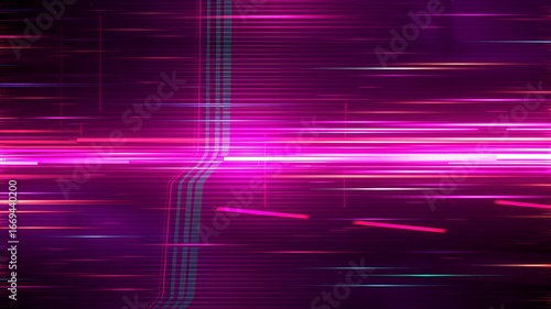 Dynamic neon light streaks motion blur abstract background for digital design and technology themes
