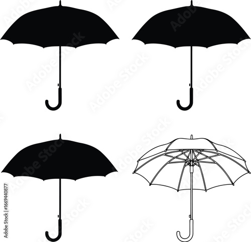 Set of 4 umbrellas vector illustrations