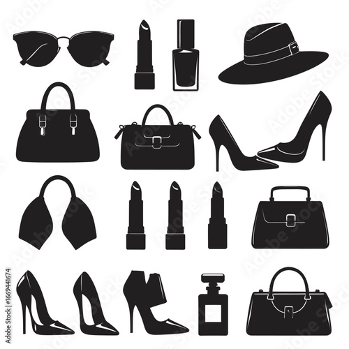 Fashion Accessories Silhouettes Vector Set
