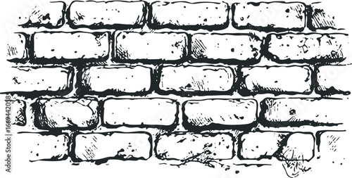 Grungy Textured Brick Wall Surface with Rough Edges