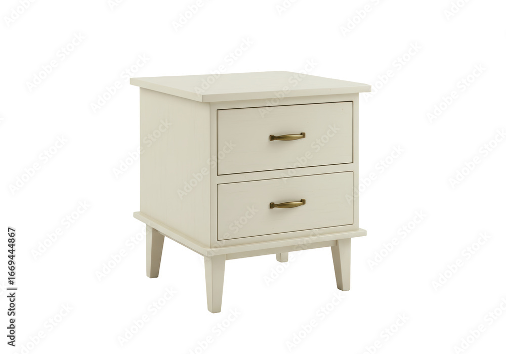 Isolated modern bedside table with drawers, mid-century nightstand furniture Isolated modern bedside table with drawers, mid-century nightstand furniture