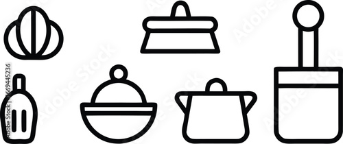 Kitchen Utensil Icons A Collection of Cleaning and Cooking Tools
