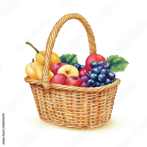 a picnic basket with frrut