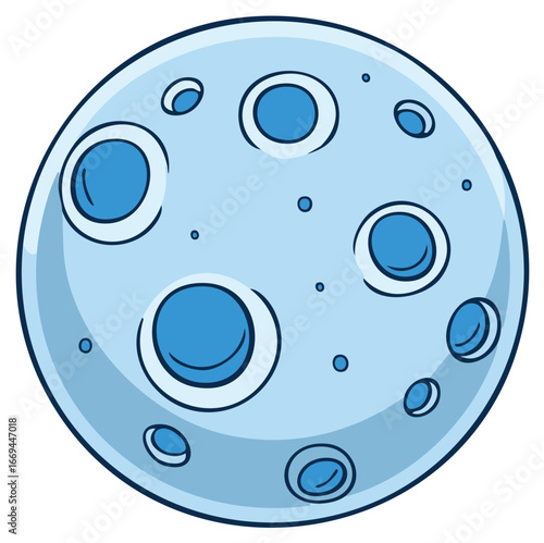 Cartoon Moon with Craters and Shading Illustration