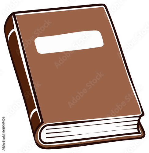 Classic brown hardcover book with a blank label space perfect for education or literature concepts