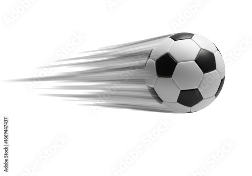 Konstfotografi Isolated soccer ball in motion with blur effect, professional sport equipment